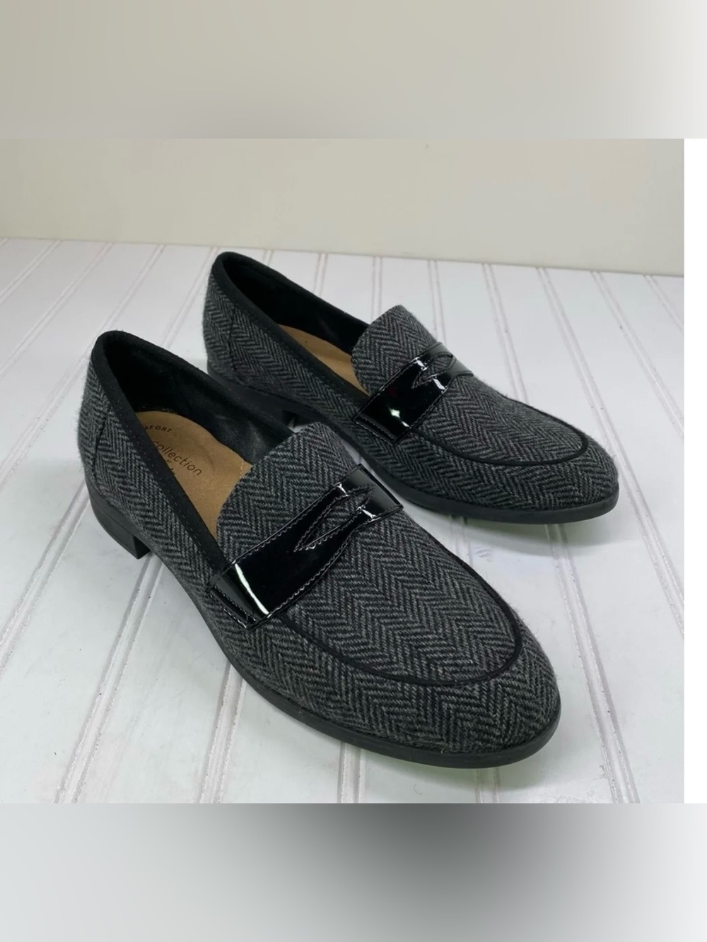 Clarks Trish rose Herringbone Loafers with ultimate comfort ortholite footbeds